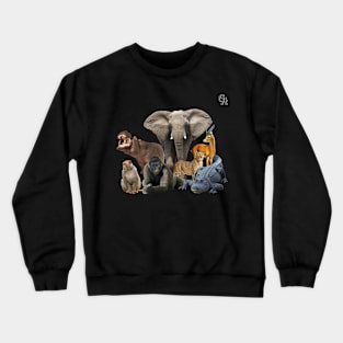 Africa wildlife elephant gorilla hippo monkey cheetah antelope Crewneck Sweatshirt